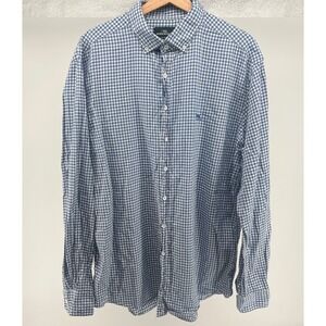 Rodd & Gunn Sports Fit Italian Fabric Gingham Button Up Shirt Men's 2XL Blue
